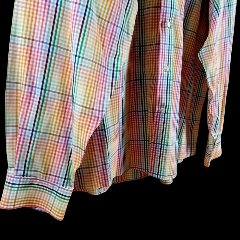 Enro Men’s XXL Rainbow Button Down Shirt Plaid Non-Iron 100% Cotton Tailored - Picture 5 of 9